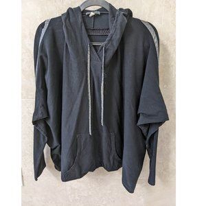 Samantha Chang hooded black activewear top with reflective stripes - one size